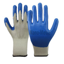NMSAFETY 10 gauge natural knitted gloves dip blue latex cotton glove china